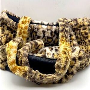 John Galt Leopard Print Faux Fur Handbag Tote Bag